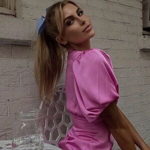 Hot Pink Women's Silk Dress